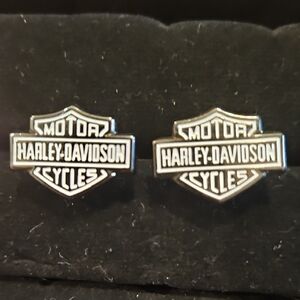Harley-Davidson Motorcycles Black and White Cufflinks